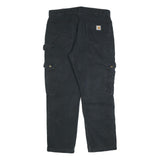 CARHARTT Mens Black Relaxed Fit Cargo Trousers W36 L30 Workwear Durable