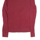 TOMMY HILFIGER Mens Red Plain V-Neck Basic Knit Jumper L Cotton Casual