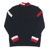 TOMMY HILFIGER Womens Navy Blue & Red Colourblock Zip Neck Cable Knit L Jumper