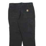 CARHARTT Mens Cotton Blend Black Relaxed Straight Trousers W33 L32 Workwear Zip