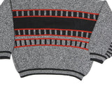 Mens Grey Black & Red Patterned Acrylic Classic Pullover Jumper M
