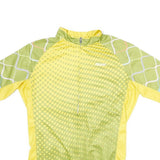 ARSUXEO Mens Yellow & Green Cycling T-Shirt L Short Sleeve 1/4 Zip Print
