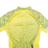 ARSUXEO Mens Yellow & Green Cycling T-Shirt L Short Sleeve 1/4 Zip Print