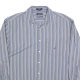 NAUTICA Mens Blue & Grey Striped Shirt XL Cotton Blend Long Sleeve Casual Button