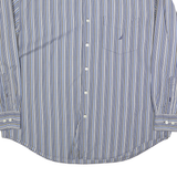 NAUTICA Mens Blue & Grey Striped Shirt XL Cotton Blend Long Sleeve Casual Button