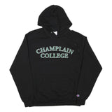 CHAMPION Mens Black Champlain College Pullover Hoodie L Cotton Blend