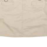 FREE PEOPLE Womens Beige Mini Cotton Blend Straight Skirt M Utility Casual