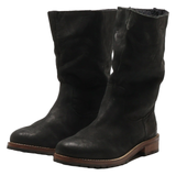 BUFFALO High Boots Black Leather Womens UK 4