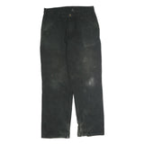 CARHARTT Mens Relaxed Black Cotton Trousers W34 L30 Workwear Zip Closure