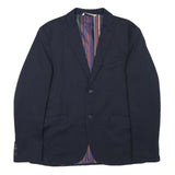 ZARA Mens Navy Blue Cotton Blend Blazer Jacket S Striped Lining Casual Smart