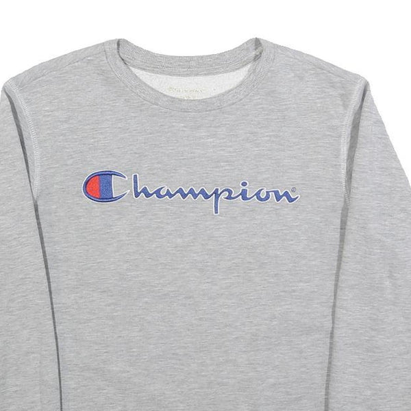 CHAMPION Boys Grey Sweatshirt Crew Neck M Branded Logo Casual Comfort