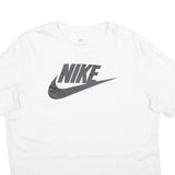 NIKE Mens White Black Logo T-Shirt L Short Sleeve Crew Neck Classic Cotton Blend