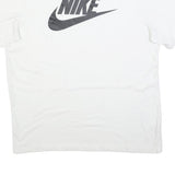 NIKE Mens White Black Logo T-Shirt L Short Sleeve Crew Neck Classic Cotton Blend