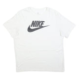 NIKE Mens White Black Logo T-Shirt L Short Sleeve Crew Neck Classic Cotton Blend