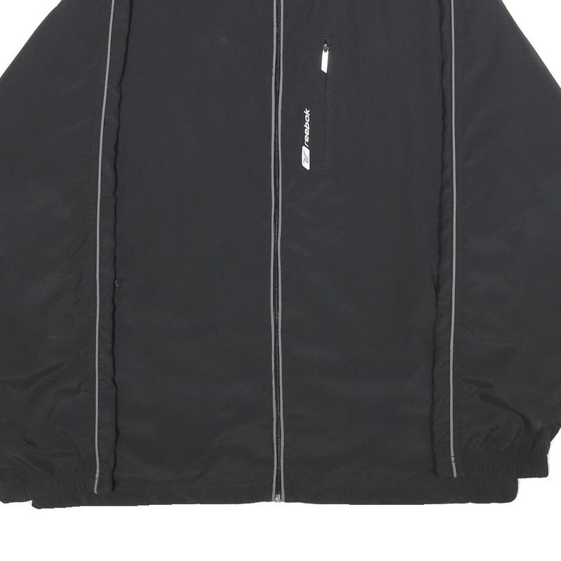 REEBOK Mens Black Zip Jacket M Polyester Plain Lightweight Sportswear Sports