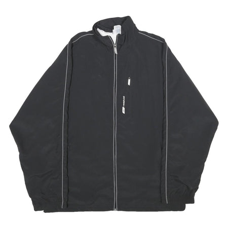 REEBOK Mens Black Zip Jacket M Polyester Plain Lightweight Sportswear Sports