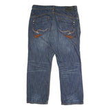 ROCAWEAR Mens Regular Cotton Blue Jeans Button W42 L32 Stylish Detailed Pockets