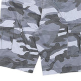 Mens Grey Camouflage Cargo Shorts L W40 Cotton Blend Casual Pocketed