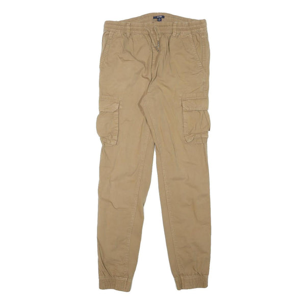 KIABI Womens Cotton Blend Beige Slim Cargo Trousers W28 L29 Drawstring Casual