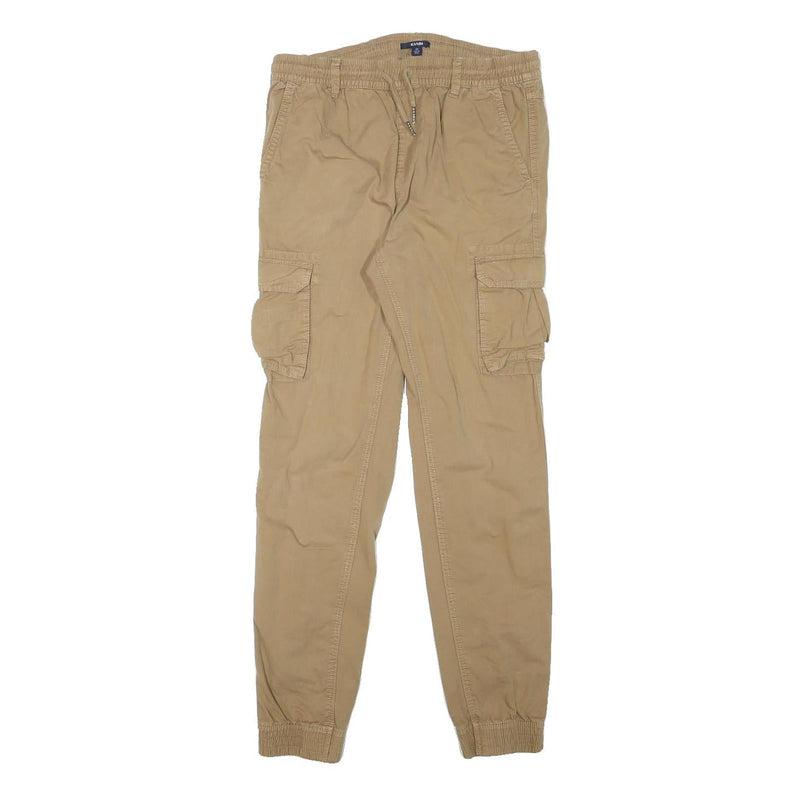 KIABI Womens Cotton Blend Beige Slim Cargo Trousers W28 L29 Drawstring Casual