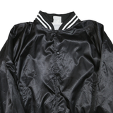 AUGUSTA Mens Black Varsity Jacket XL Polyester Blend Button Plain Retro