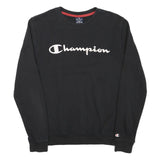 CHAMPION Mens Black Crew Neck S Cotton Blend Logo Sweatshirt Pullover