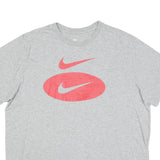 NIKE Mens Grey Red Graphic T-Shirt XL Short Sleeve Crew Neck Cotton Blend