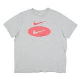 NIKE Mens Grey Red Graphic T-Shirt XL Short Sleeve Crew Neck Cotton Blend