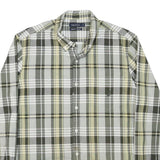 NAUTICA Mens Green & Beige Check Shirt XL Cotton Blend Slim Fit Casual Long