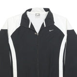 NIKE Womens Black & White Zip Jacket L Polyester Blend Plain Sportswear