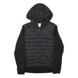 RESERVED Mens Black Hooded Zip Jacket S Polyester Blend Plain Lightweight