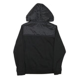RESERVED Mens Black Hooded Zip Jacket S Polyester Blend Plain Lightweight