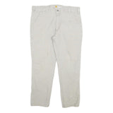 CARHARTT Mens Slim Beige Cotton Blend Trousers W36 L27 Workwear Utility Zip