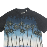 BATIK BAY Mens Black & Blue Hawaiian Rayon Shirt XL Tropical Palm Print Summer