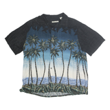 BATIK BAY Mens Black & Blue Hawaiian Rayon Shirt XL Tropical Palm Print Summer
