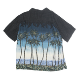 BATIK BAY Mens Black & Blue Hawaiian Rayon Shirt XL Tropical Palm Print Summer