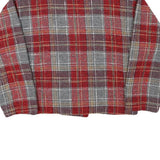 Womens Red & Grey Plaid Wool Blend Button Jacket XS Woven Cropped Classic