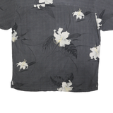 BACHRACH Mens Black & White Floral Casual Shirt L Cotton Blend Hawaiian Style