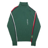 TOMMY HILFIGER Mens Green Patterned Jumper Roll Neck Chunky Knit Size S H T