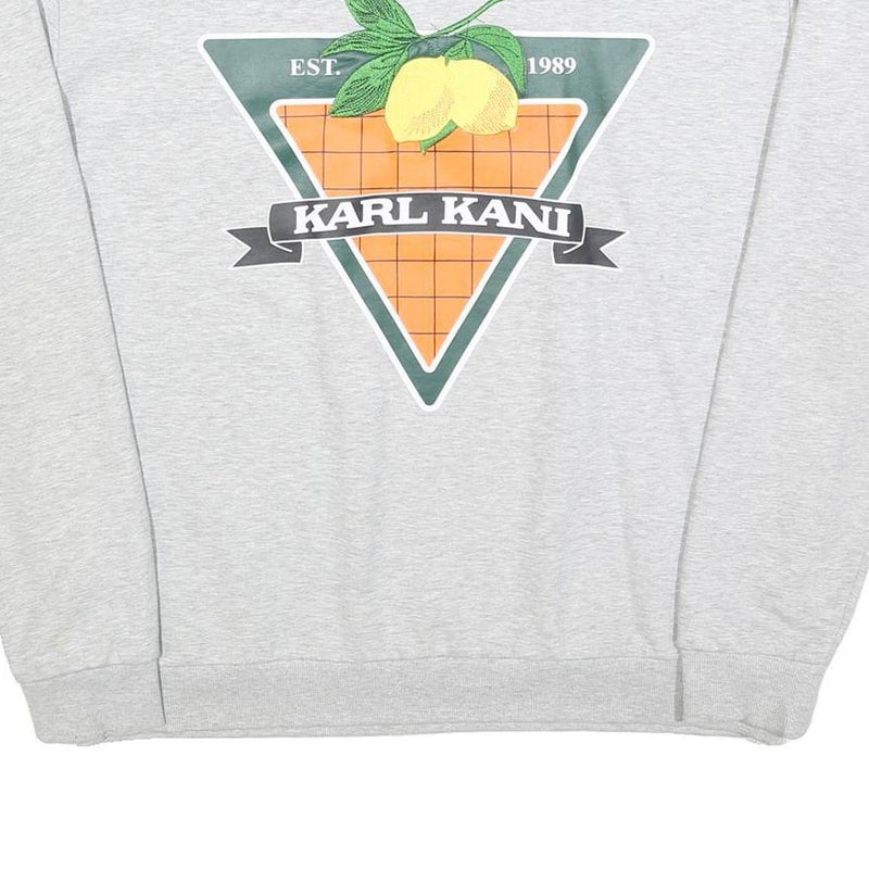 KARL KANI Womens Grey Sweatshirt Crew Neck M Printed Logo Pullover Cotton Blend