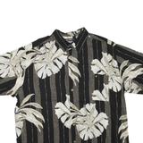 PURITAN Mens Black Beige Tropical Print Cotton Blend Shirt XL Short Sleeve