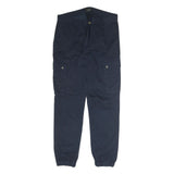 YOUR TURN Mens Cotton Blend Navy Regular Cargo Trousers W30 L34 Casual Zip Fly