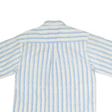 WEEDS Mens White & Blue Striped Shirt M Cotton Casual Short Sleeve Summer