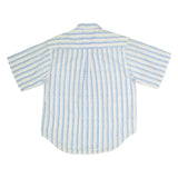 WEEDS Mens White & Blue Striped Shirt M Cotton Casual Short Sleeve Summer