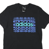 ADIDAS Mens Black & Blue Graphic T-Shirt S Short Sleeve Crew Neck Cotton Blend
