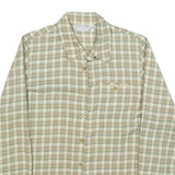DELMOD Womens Cream & Green Check Shirt UK 12 Classic Cotton Blend Long Sleeve