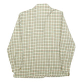 DELMOD Womens Cream & Green Check Shirt UK 12 Classic Cotton Blend Long Sleeve