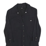 GUESS Womens Black Shirt Long Sleeve Button Neck S Lightweight Polyester