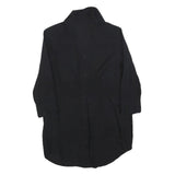 GUESS Womens Black Shirt Long Sleeve Button Neck S Lightweight Polyester