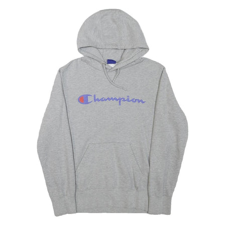 CHAMPION Mens Grey Pullover Hoodie M Classic Logo Cotton Blend